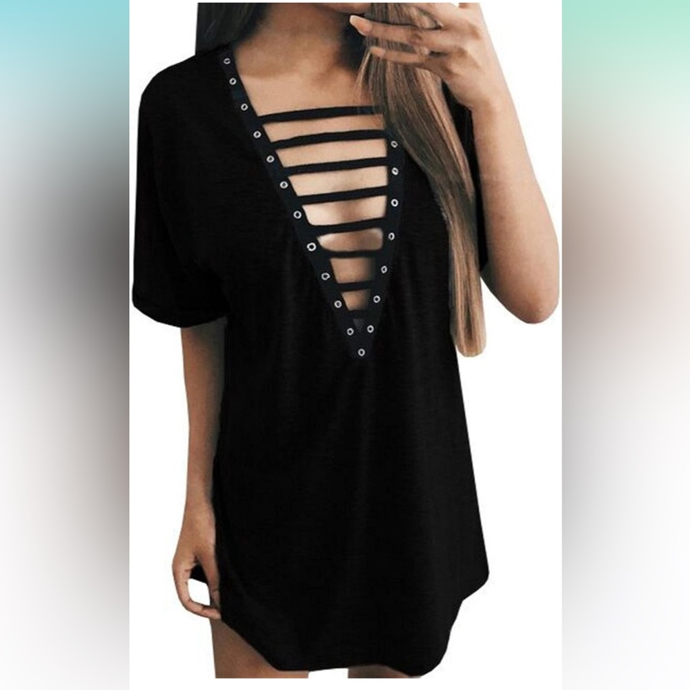 3 for 30! Like new, worn once. Cute shirt with lace up front.